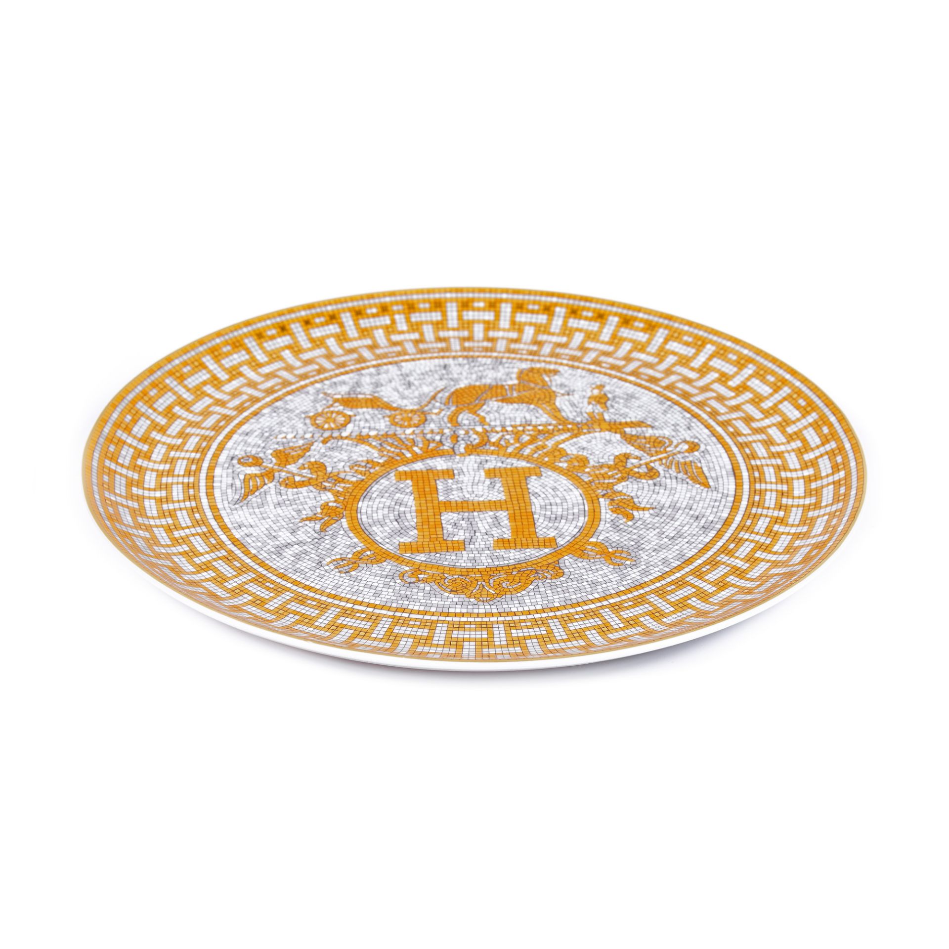 Hermès round plate, porcelain, from the collection "Mosaique au 24", original box - Image 2 of 3