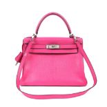 Hermès handbag, Kelly Retourne 25, Togo leather, Rose Pourpre colour
