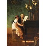 French school, late 19th century, Piano Lesson