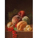 French school, late 19th century, Still Life with Peaches and Red Currants