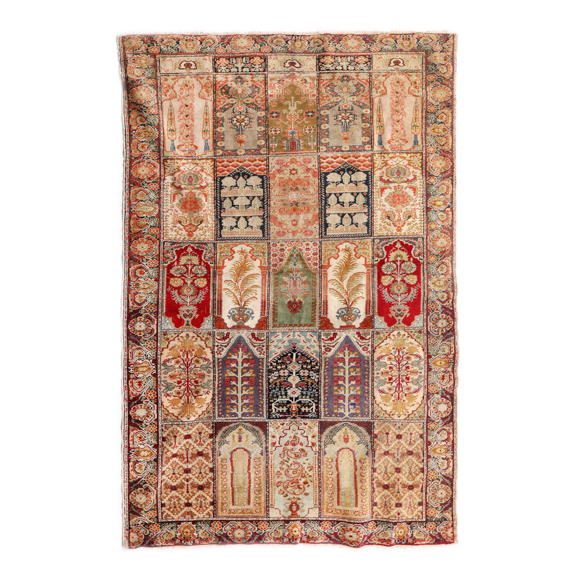 Ghiordes silk rug, decorated with traditional Oriental motifs, Turkey, second half of the 19th centu