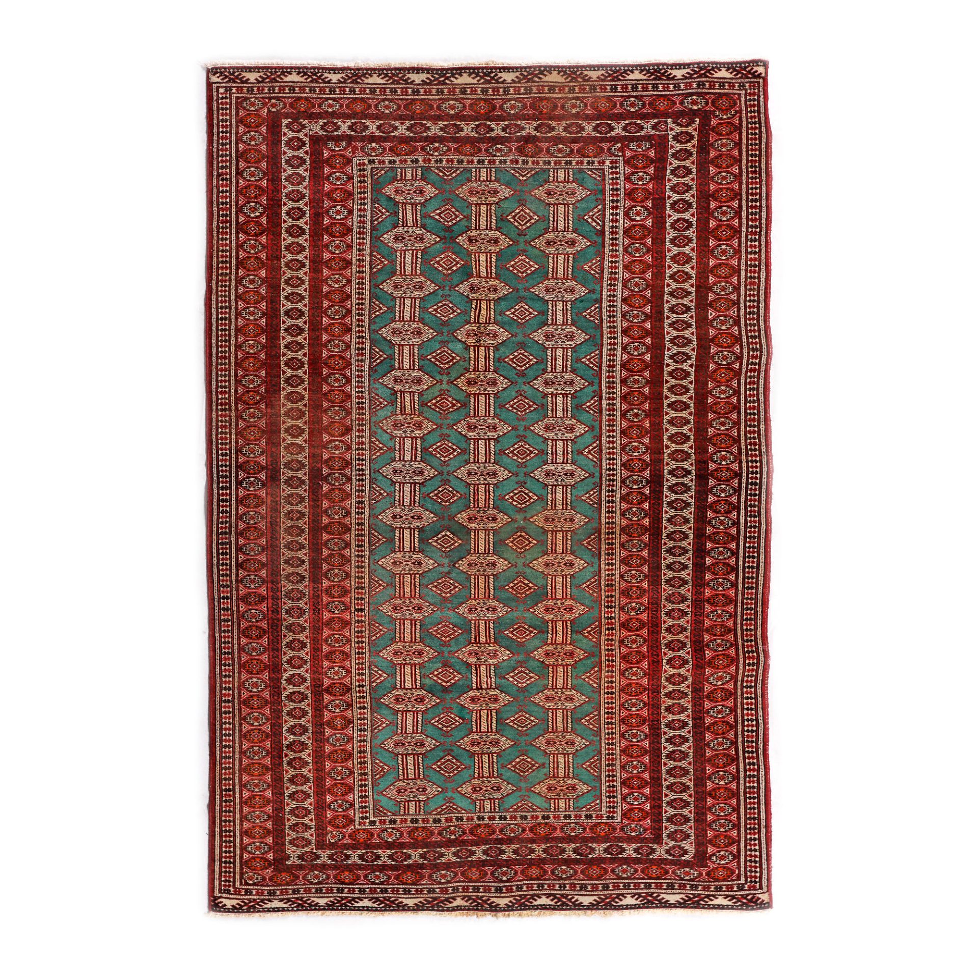 Tekke-Buhara rug, wool on wool warp, green background, Turkmenistan, approx. 1910, rare item