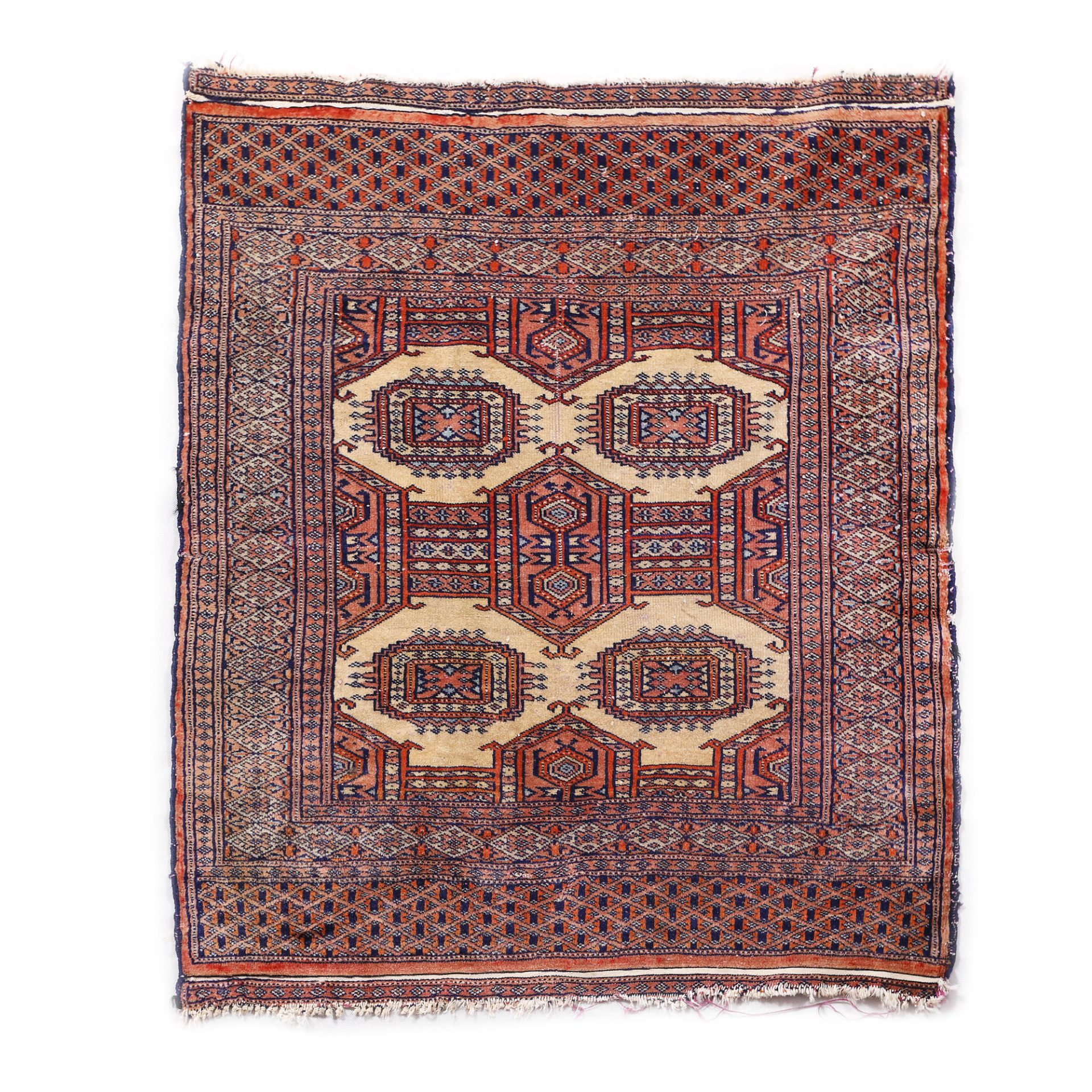 Buhara wool rug, decorated with specific motifs, Turkmenistan, mid-20th century