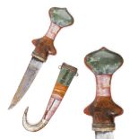 Maghreb dagger, handle and sheath decorated with pietra dura, North Africa, mid-20th century