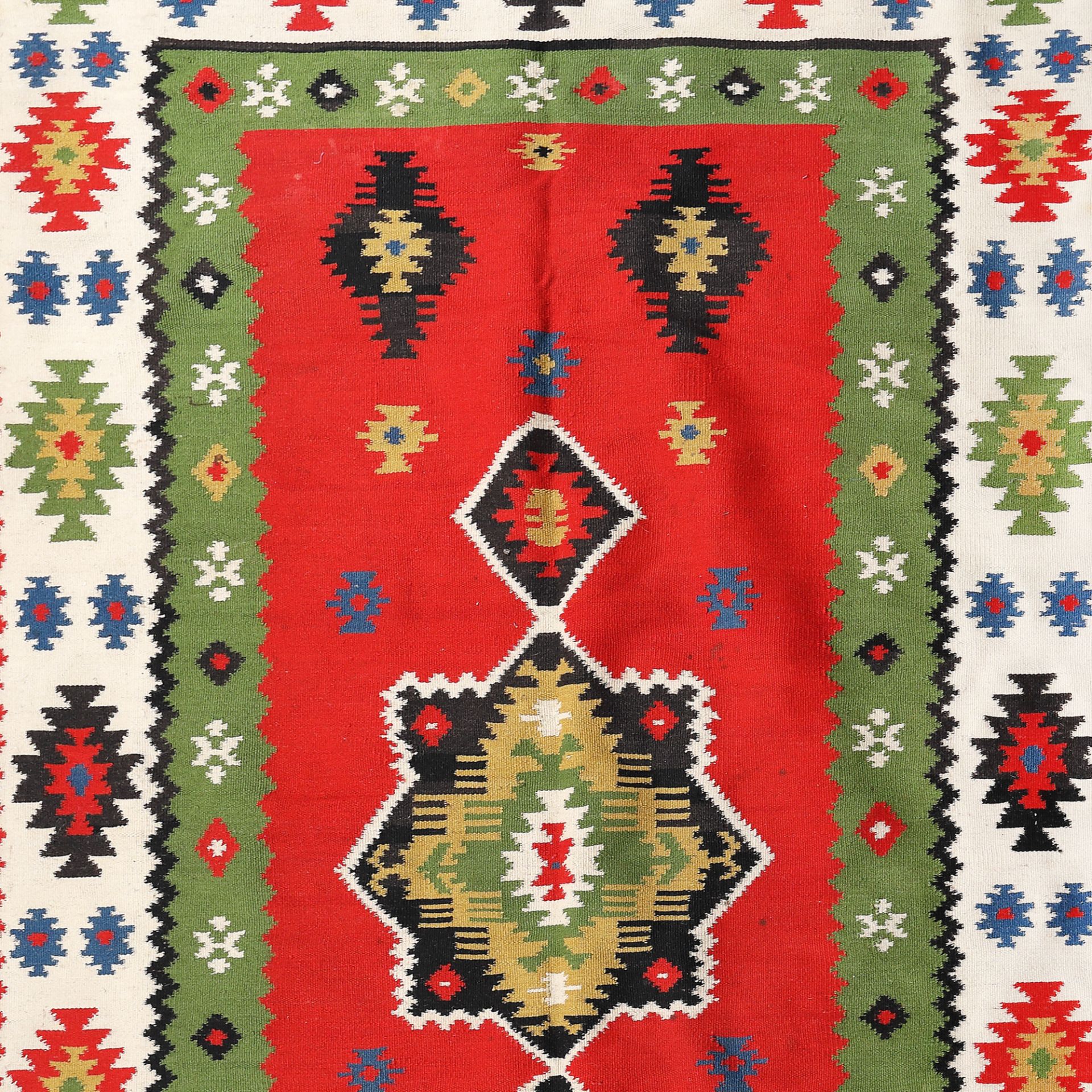 Wallachian wool rug, decorated with cross pattern - Bild 2 aus 2