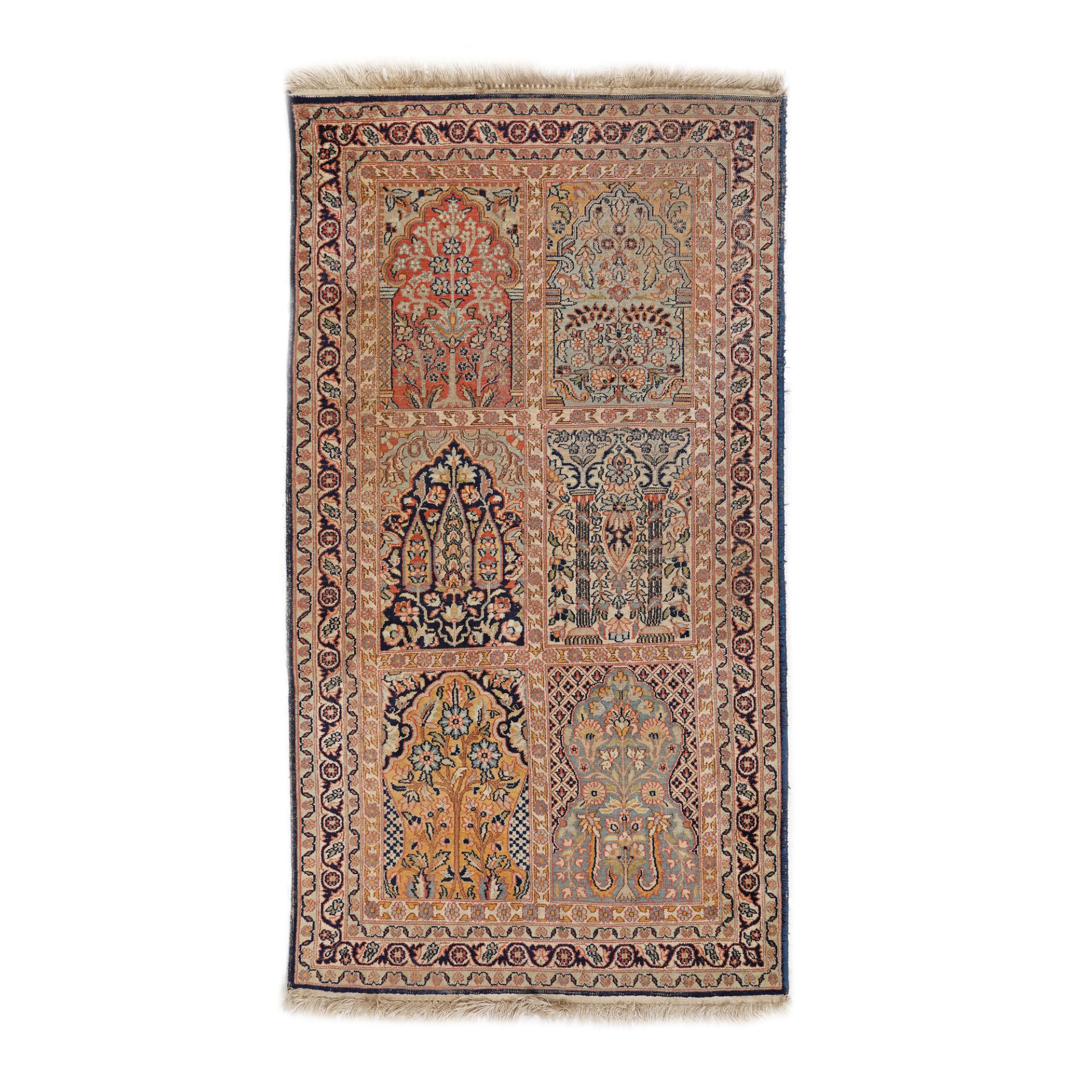 Bakhtiari silk rug, decorated with traditional elements