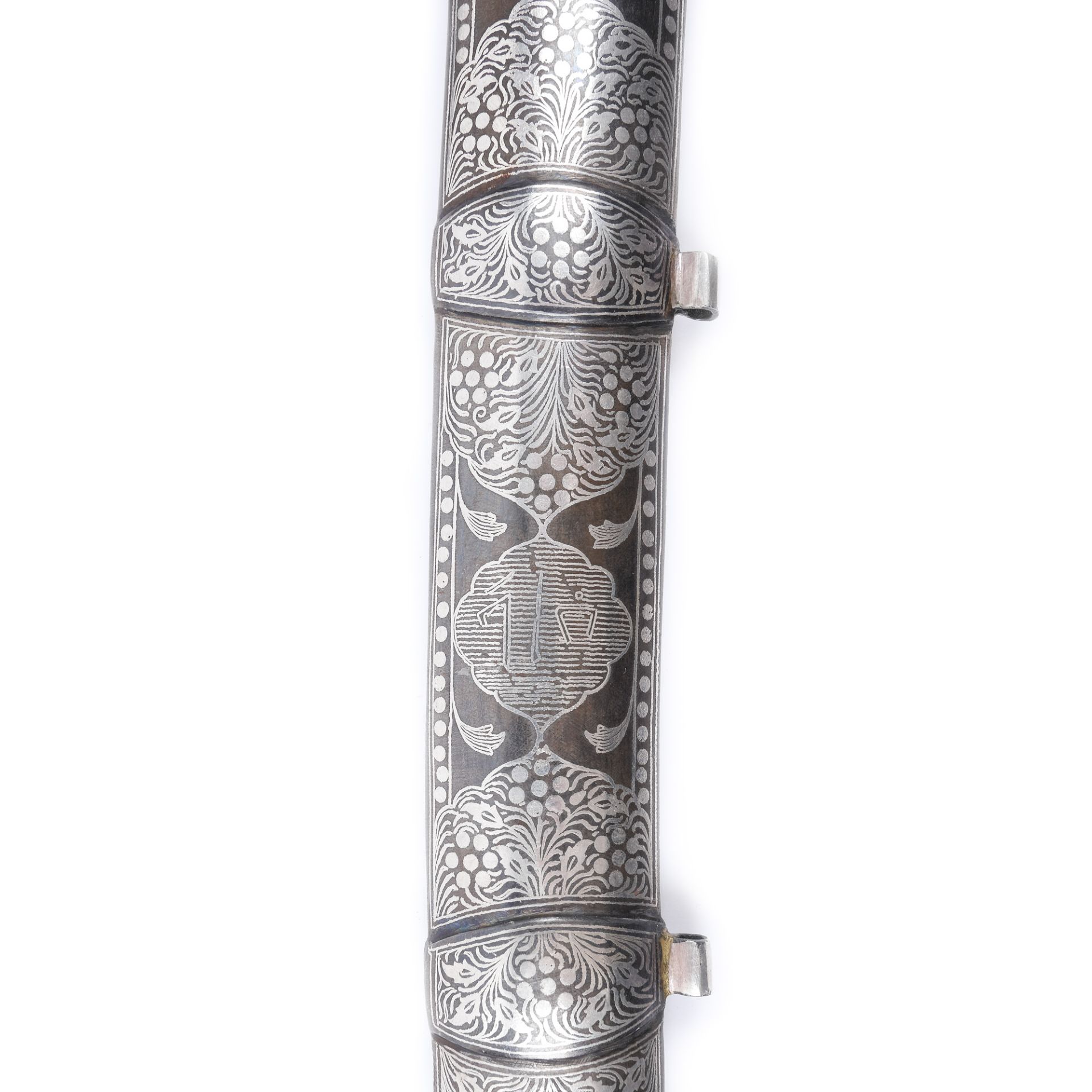 Impressive Indo-Persian shamshir sword, damask-patterned, with sheath, mid-20th century - Bild 6 aus 12