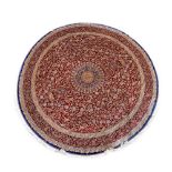 Round Qum (Ghom) silk rug on silk warp, decorated with rosette and roses, Iran