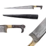 Afghan Pesh Kabz dagger, with sheath, late 19th century