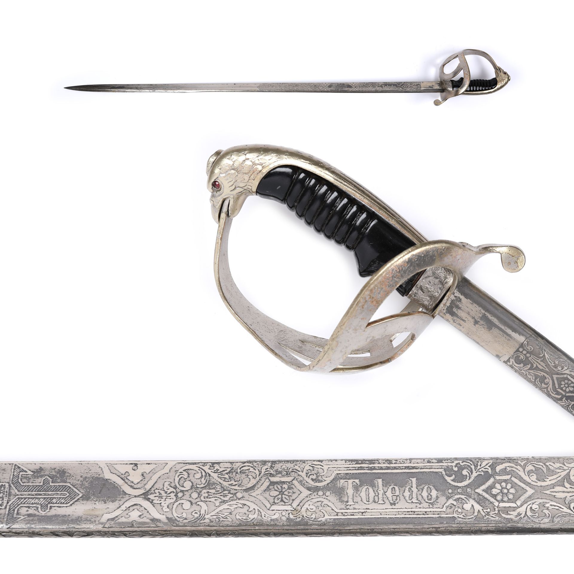 Ceremonial sword with eagle head, with the cipher of King Ferdinand, early 20th century