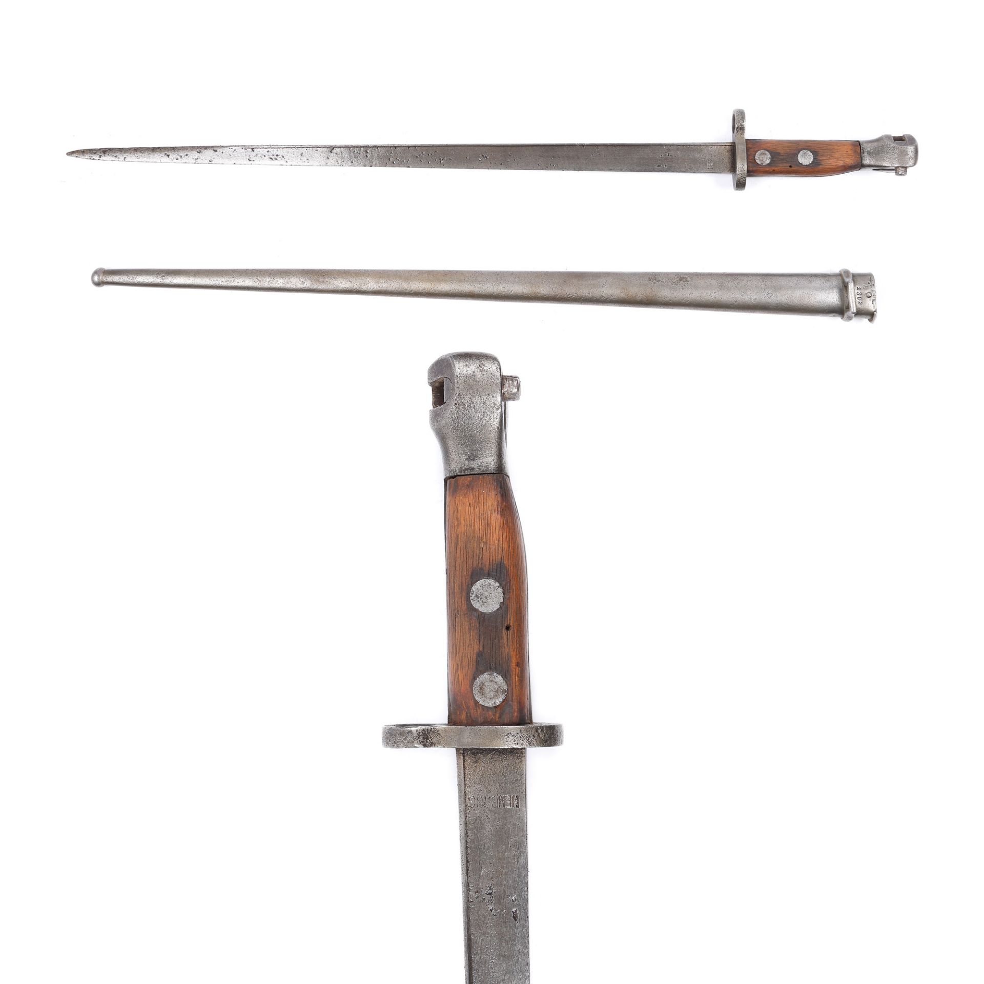 Bayonet for Mannlicher rifle, with sheath, model 1895, Netherlands, early 20th century