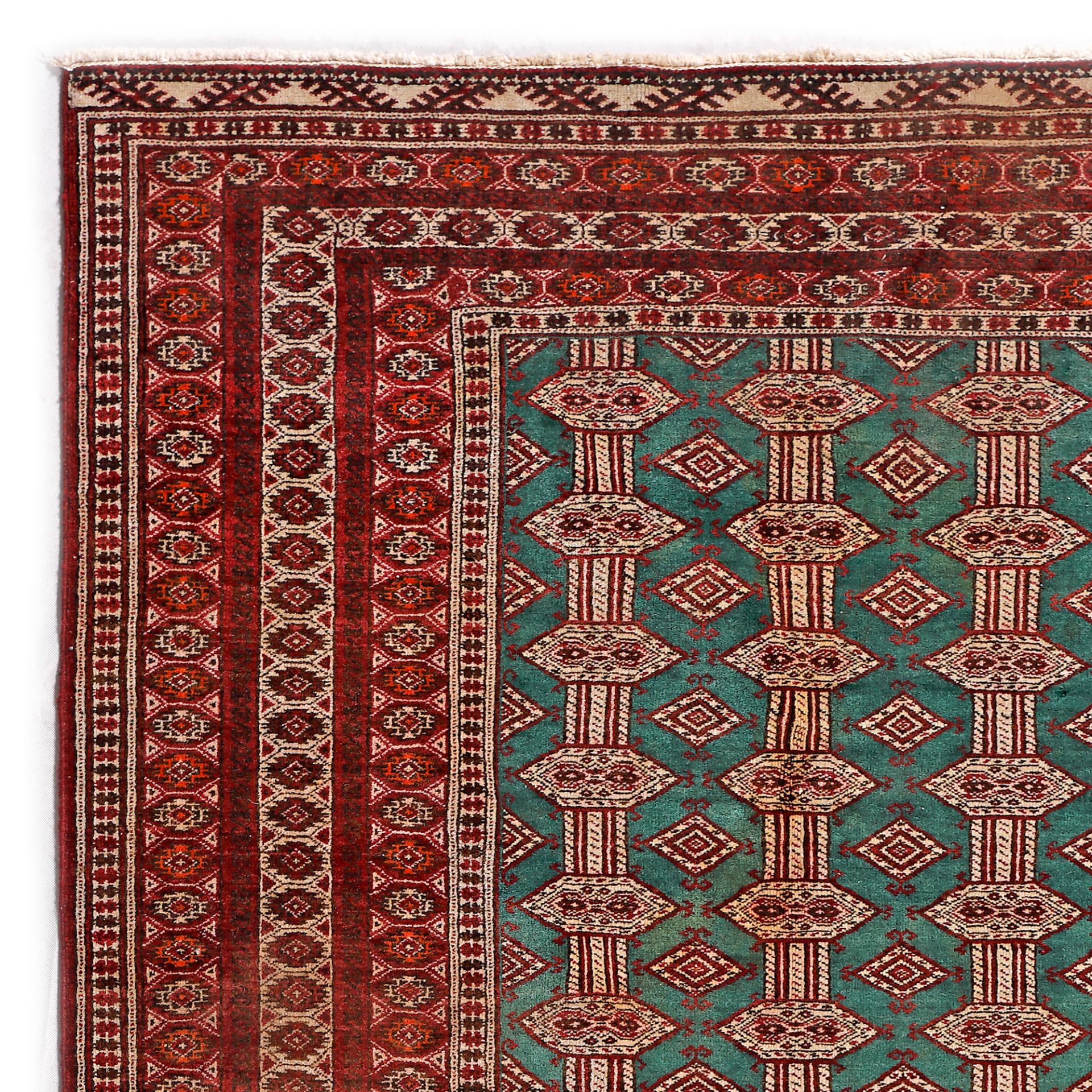 Tekke-Buhara rug, wool on wool warp, green background, Turkmenistan, approx. 1910, rare item - Image 2 of 2