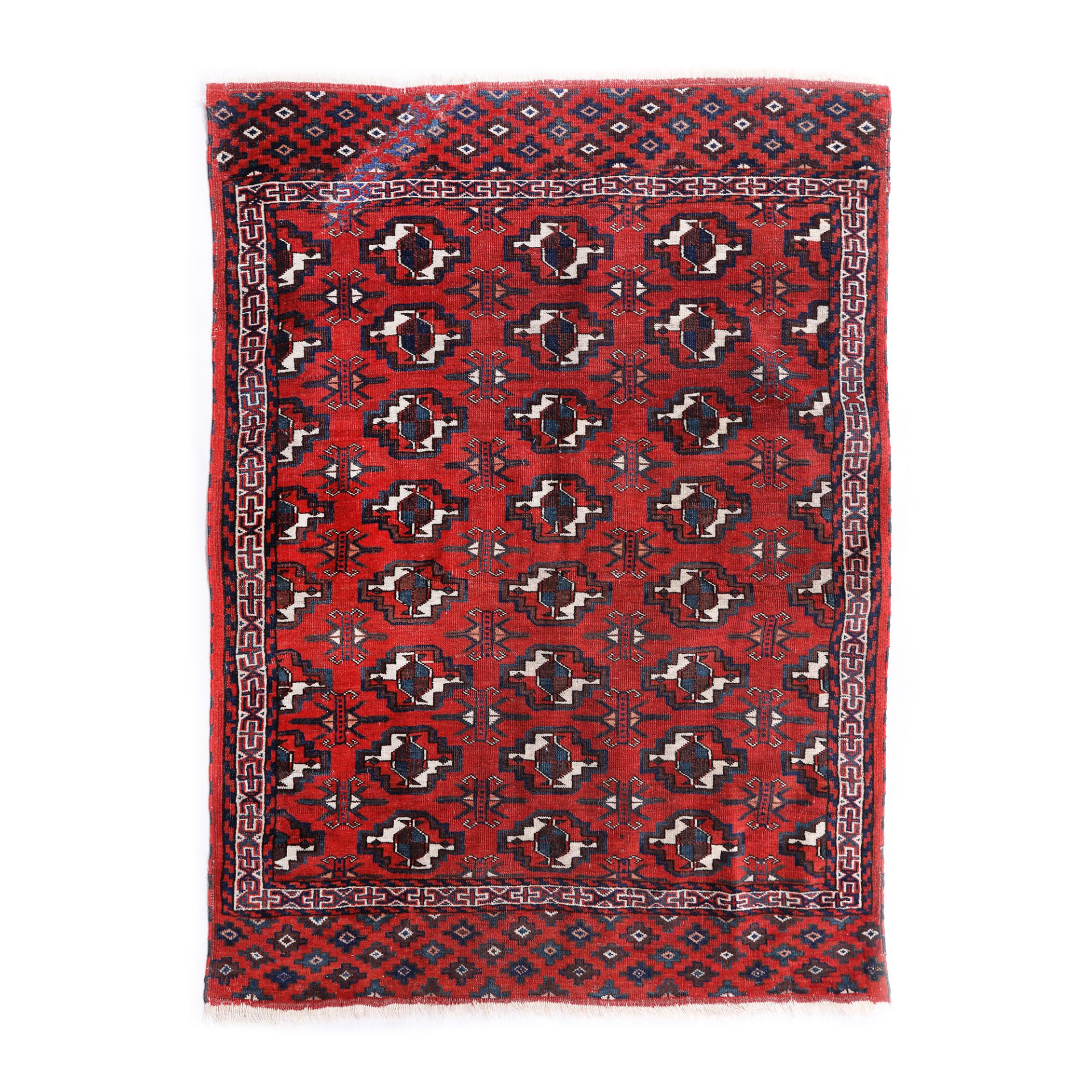 Tekke-Buhara wool rug, decorated with specific motifs, Turkmenistan, mid-20th century