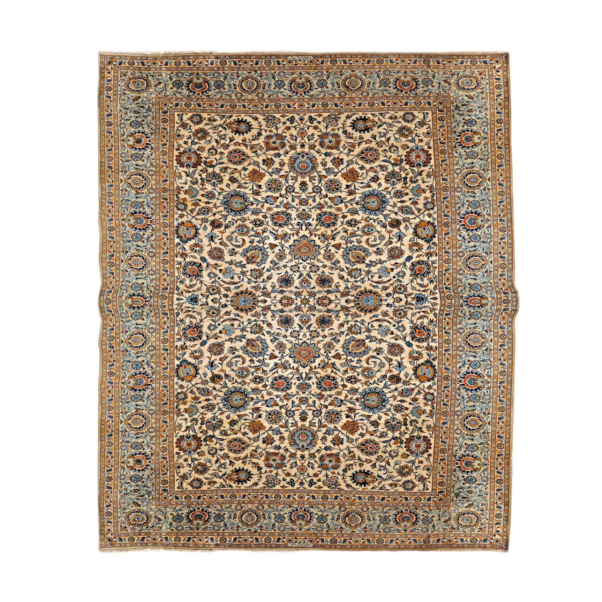 Kashan wool rug, decorated with rosette and floral motifs, Iran