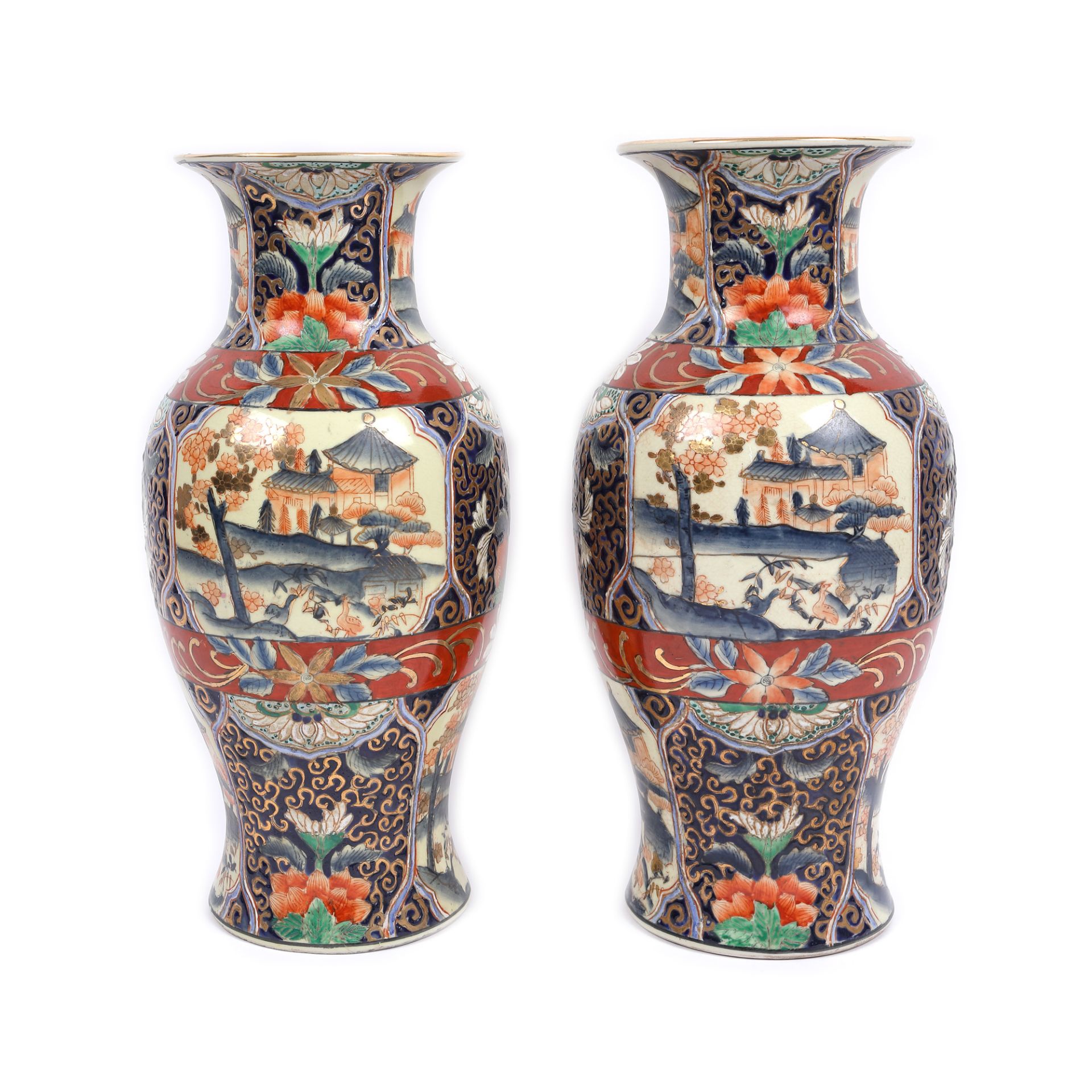 Pair of porcelain vessels, retrospective Qianlong mark, first half of the 20th century