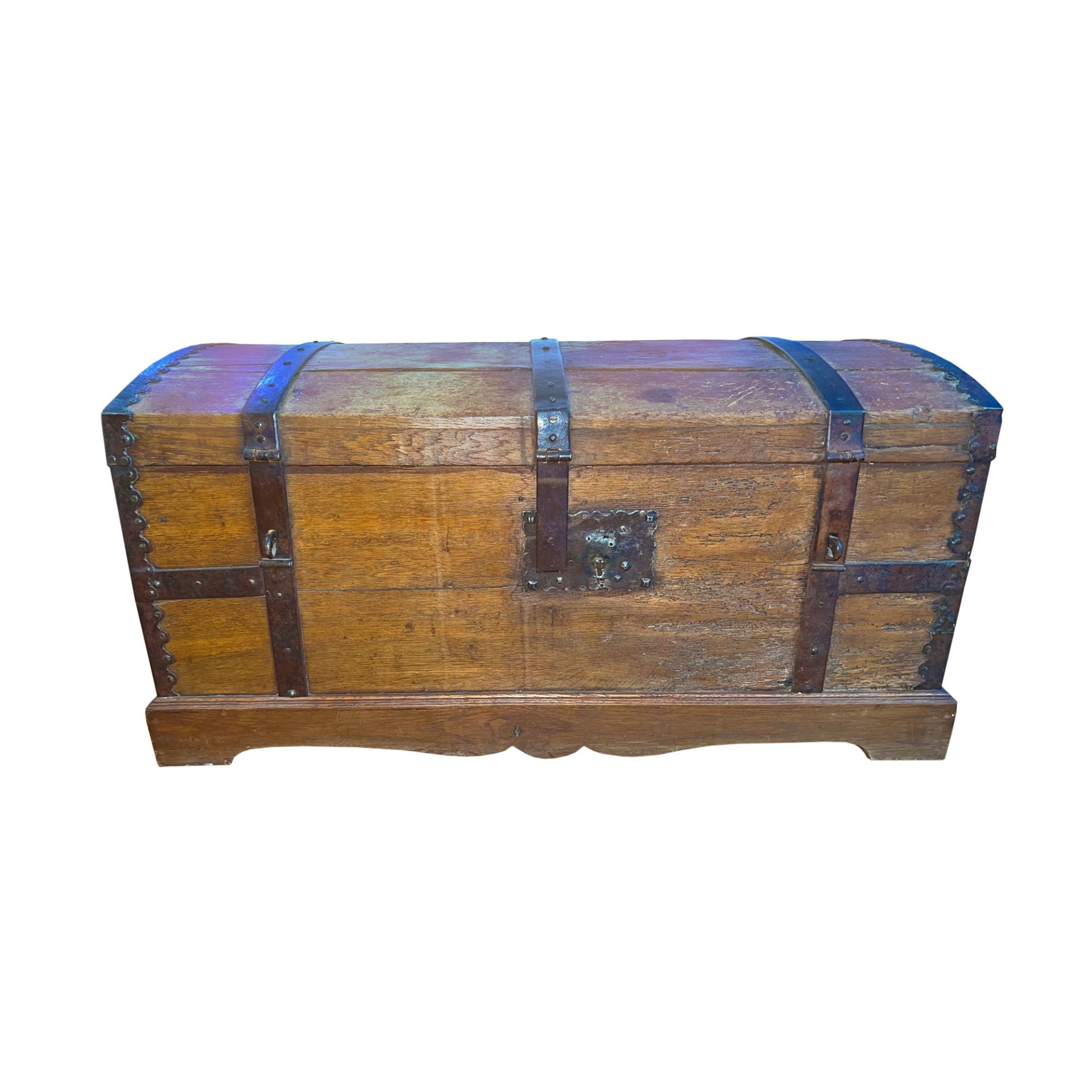 Oak chest with lock, for documents and valuable items, 19th century - Image 3 of 3