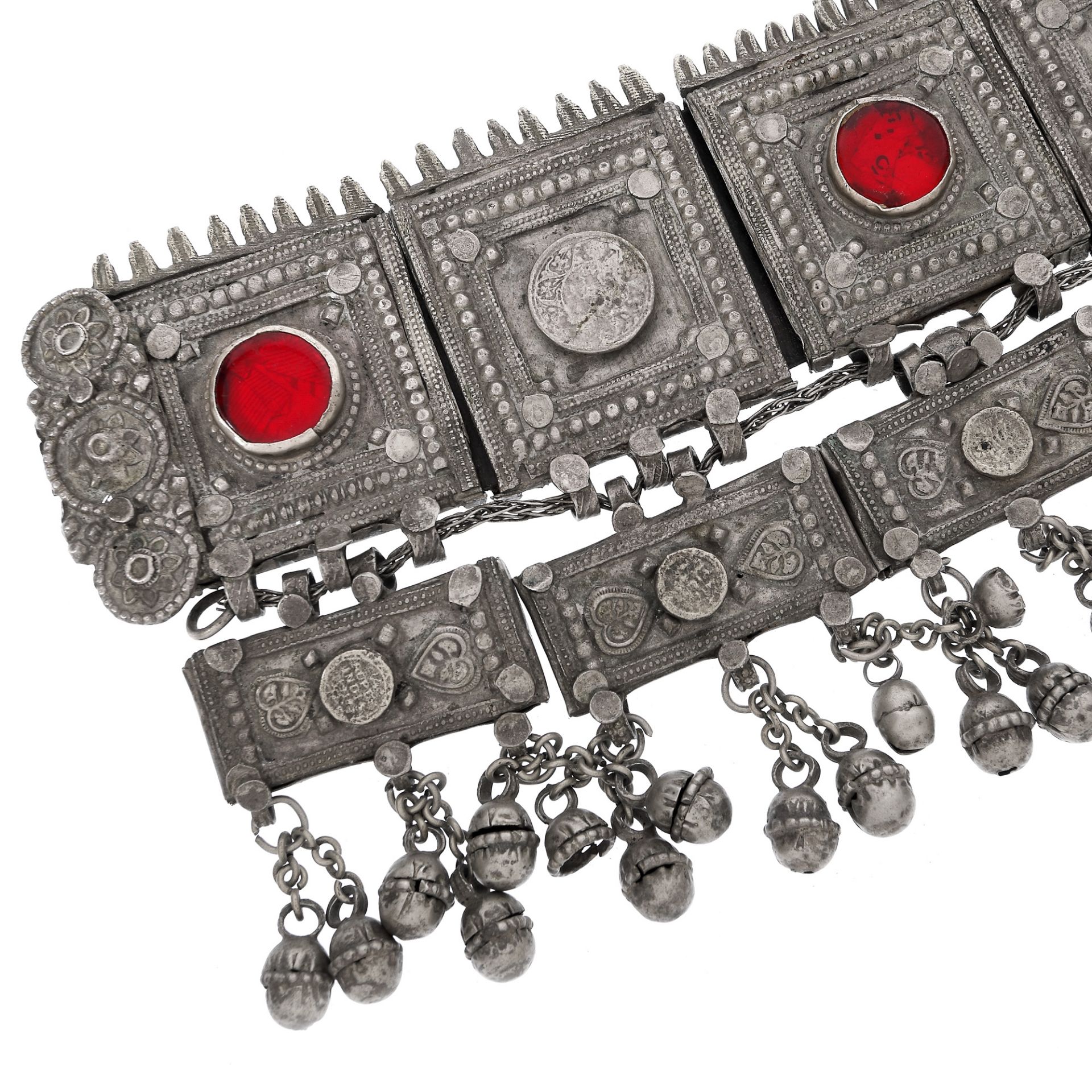 Kuchi Pashtun belt, decorated with resin and Indian Rupee coins, Pakistan, 1918 - Image 3 of 3