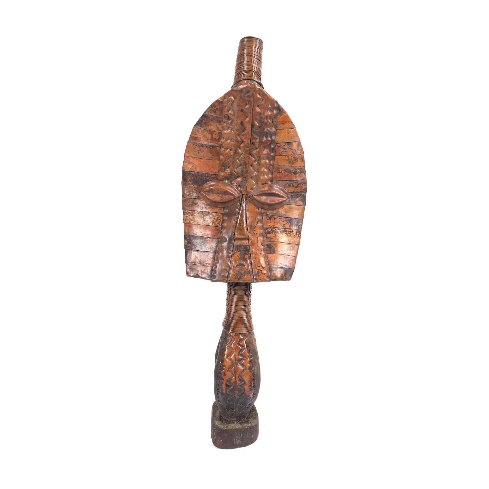 African workshop, Copper statue representing a protector ancestor, Kota, Gabon