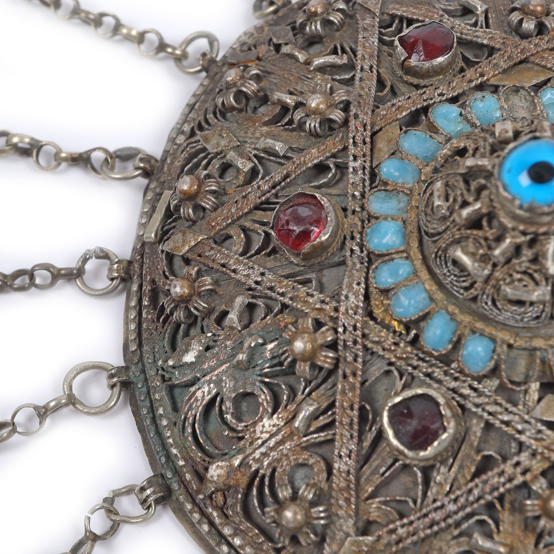 Ottoman workshop, Ottoman Tepelik (head embellishment), made of silver filigree, embellished with en - Bild 3 aus 4
