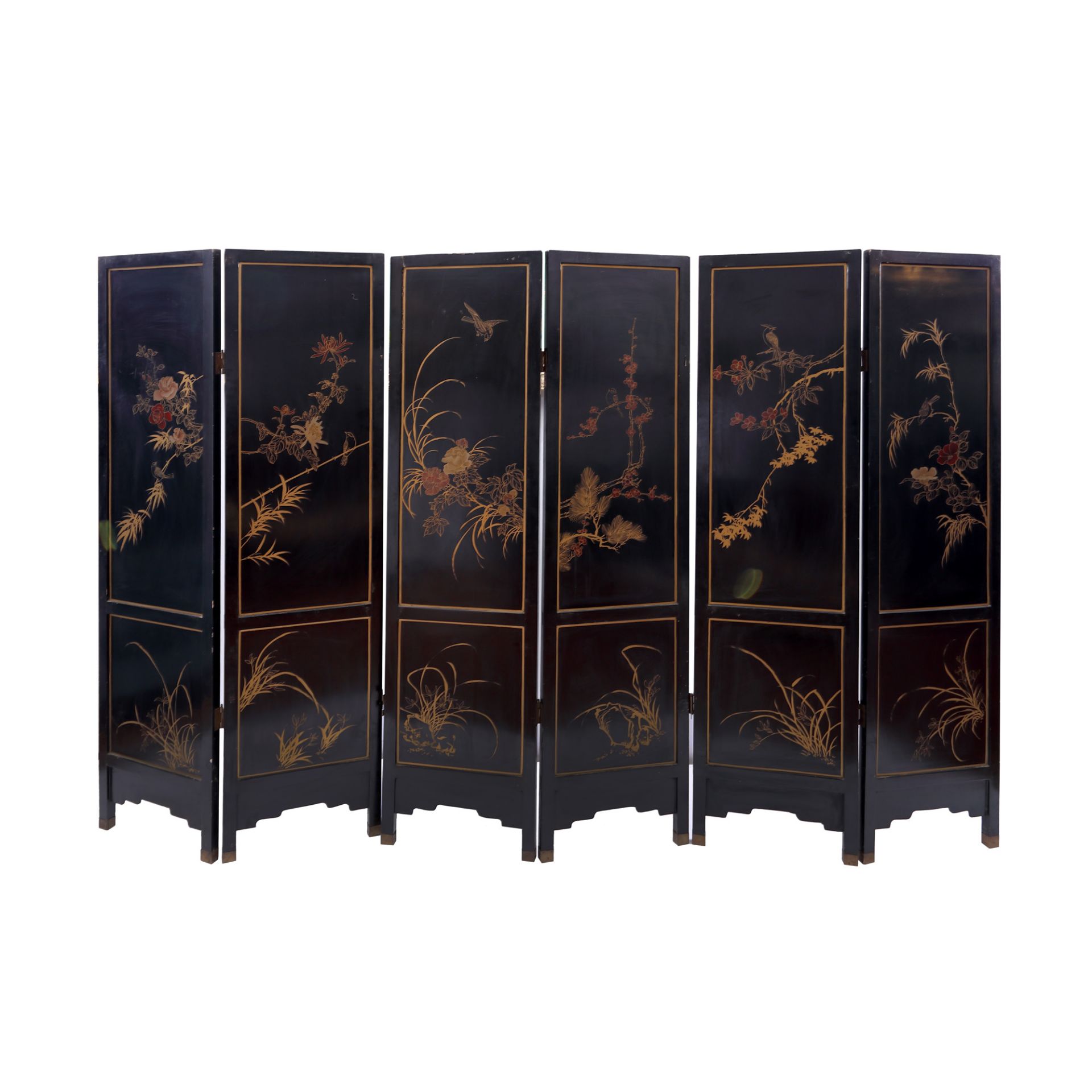 "Courtesans in the Forbidden Palace" - Coromandel-type screen, made of laque de Chine, decorated wit - Image 7 of 9