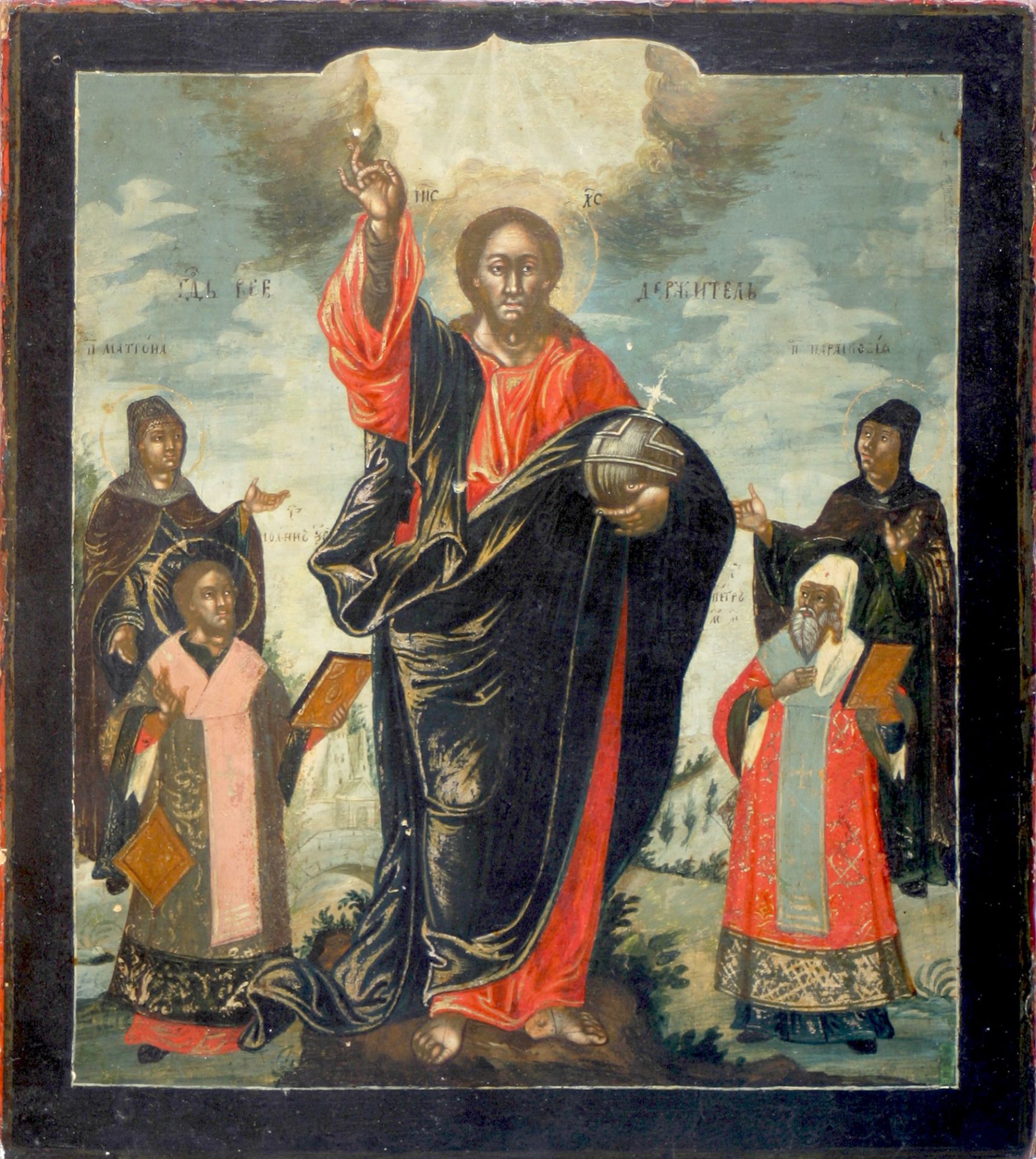 Russian icon "Christ Pantocrator and selected Saints". - 18th century - 32x28 cm.