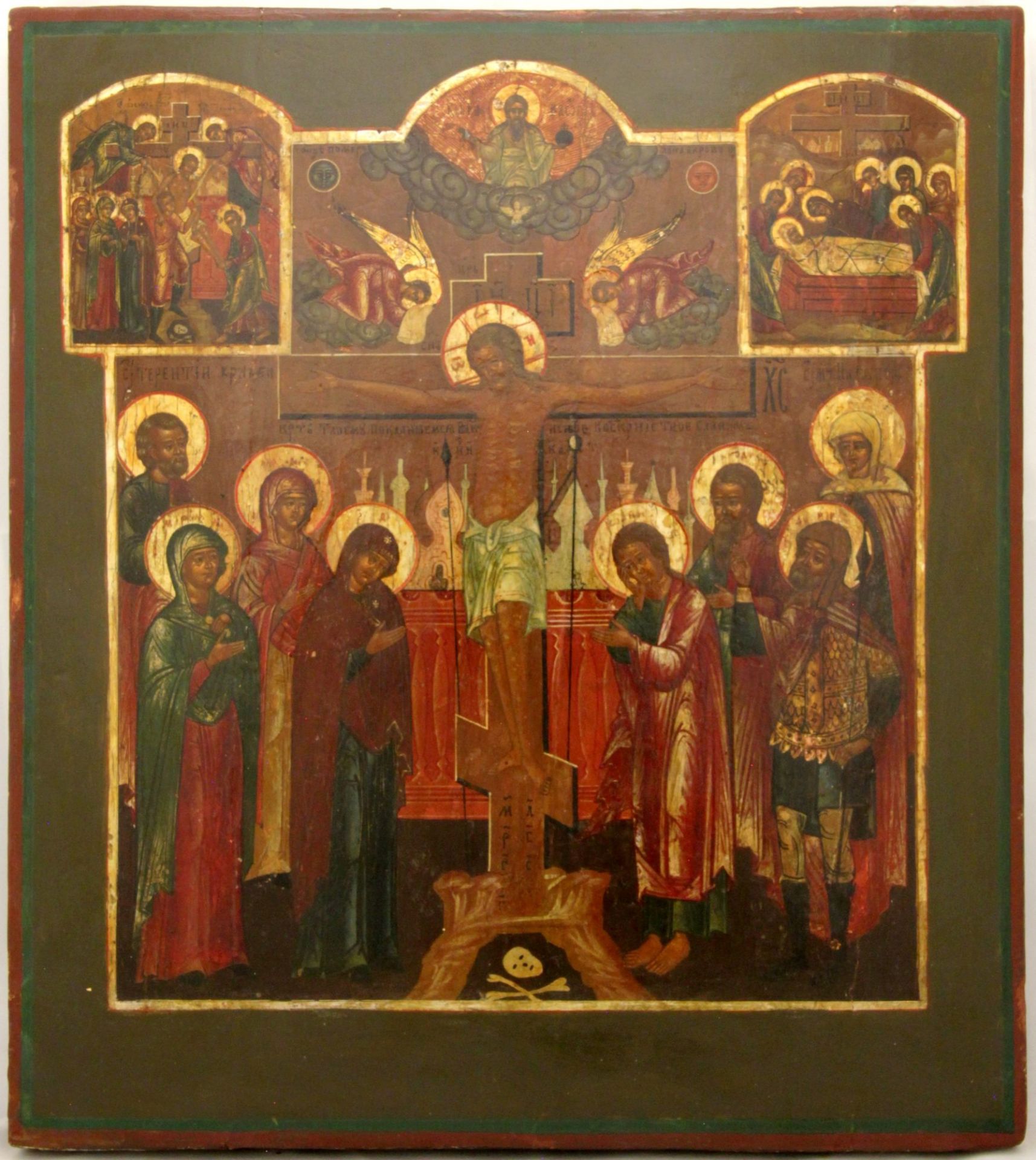 Large russian icon "Crucifixion". - 19th century. - 40x36 cm.