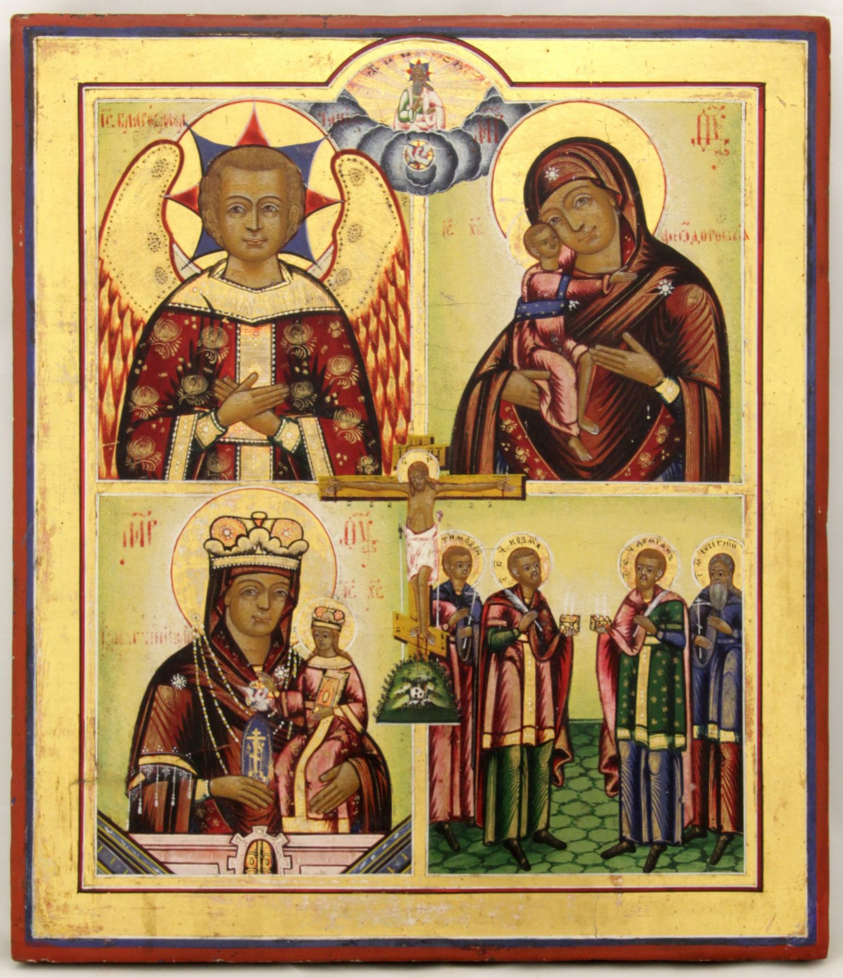 Large russian icon "Mother of God Softener of the Evil hearts. Fedorovskaya Mother of God. Saints Co