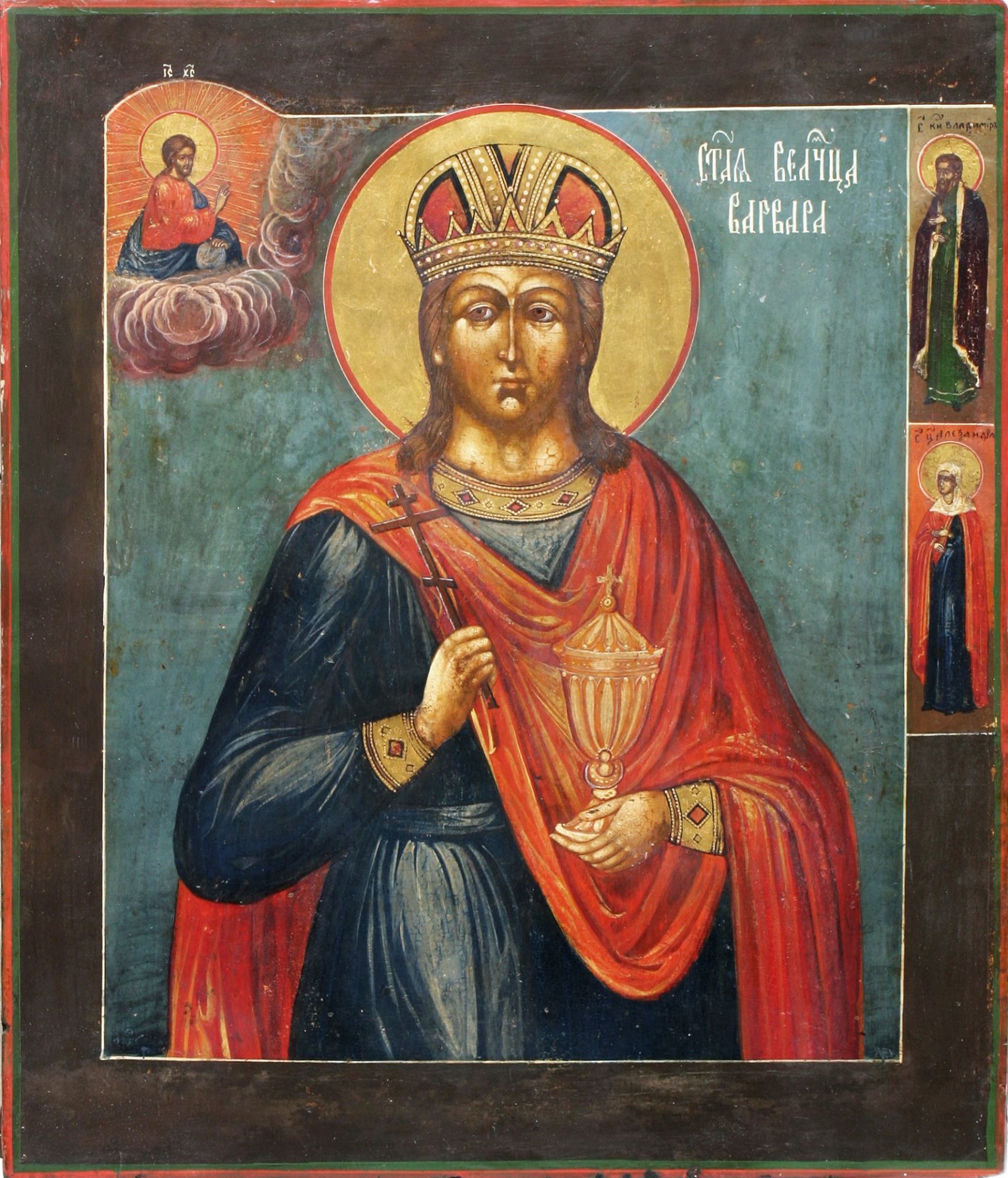 Large russian icon "Saint Barbara". 19th century.