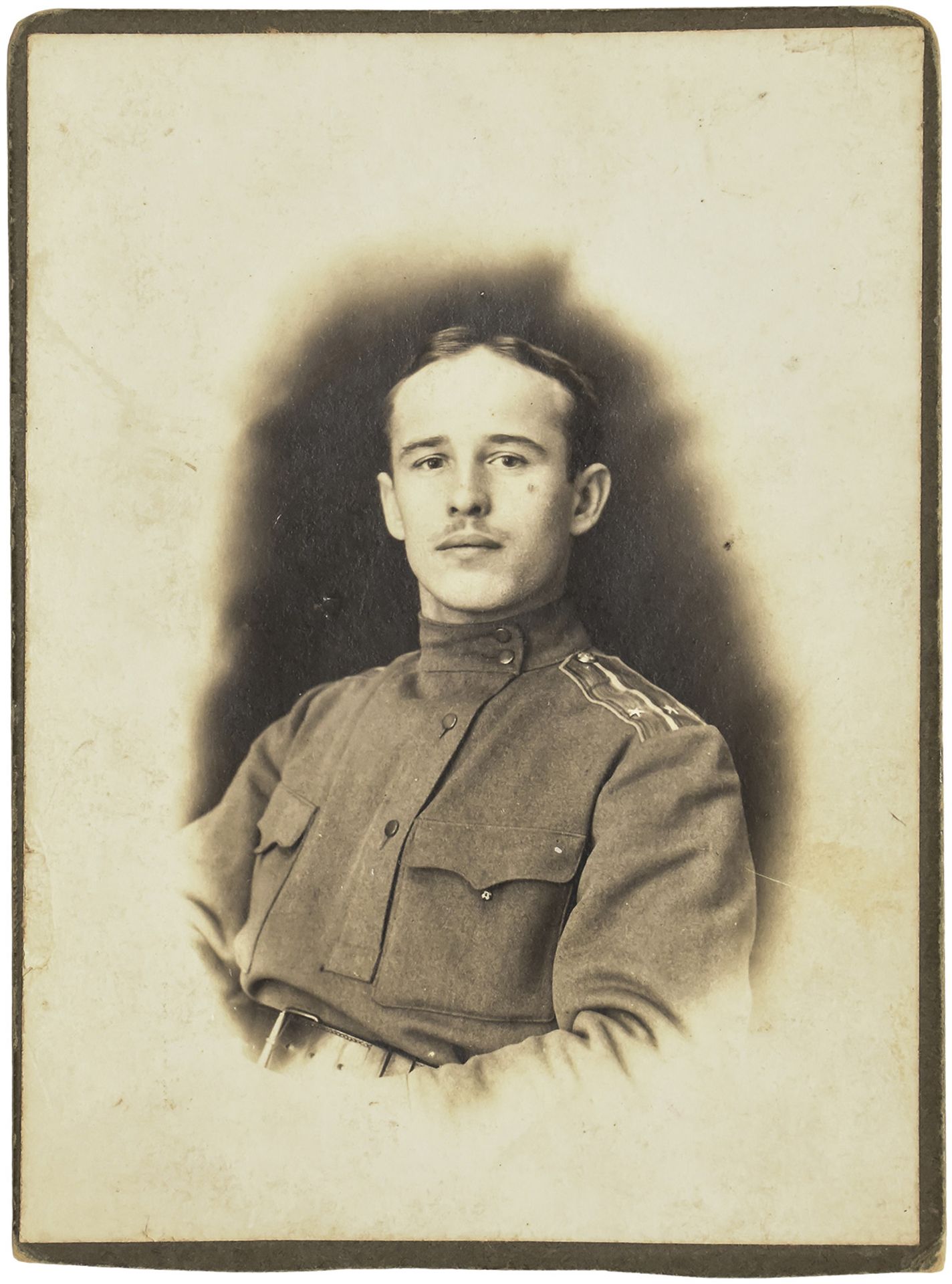 Cabinet portrait of military servant. Photograph. 1917. 14x10,5 cm.