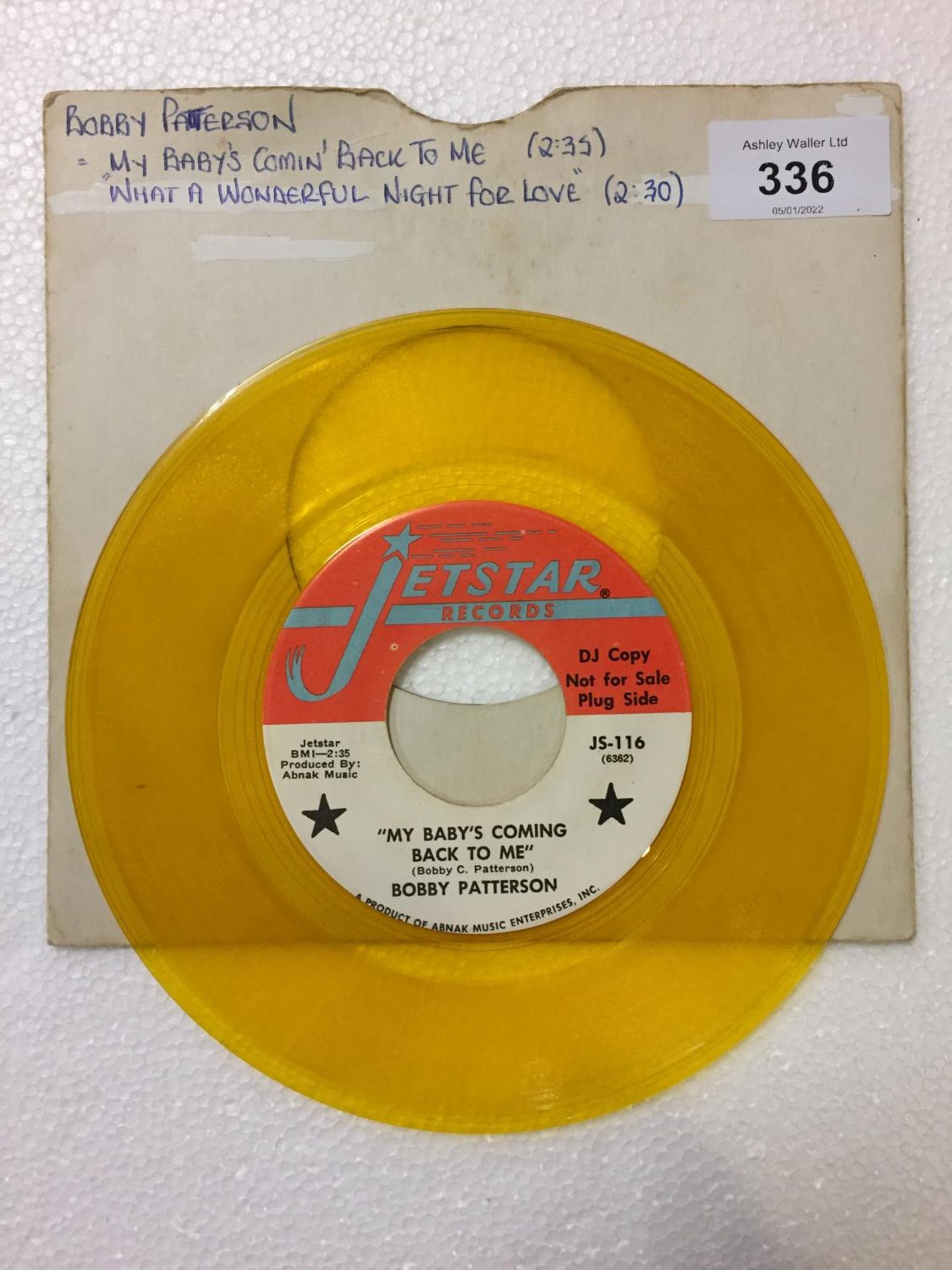 A US 1969 DJ COPY 7 INCH YELLOW VINYL FUNK / SOUL RECORD 'MY BABY'S COMIN' BACK TO ME' AND B-SIDE '