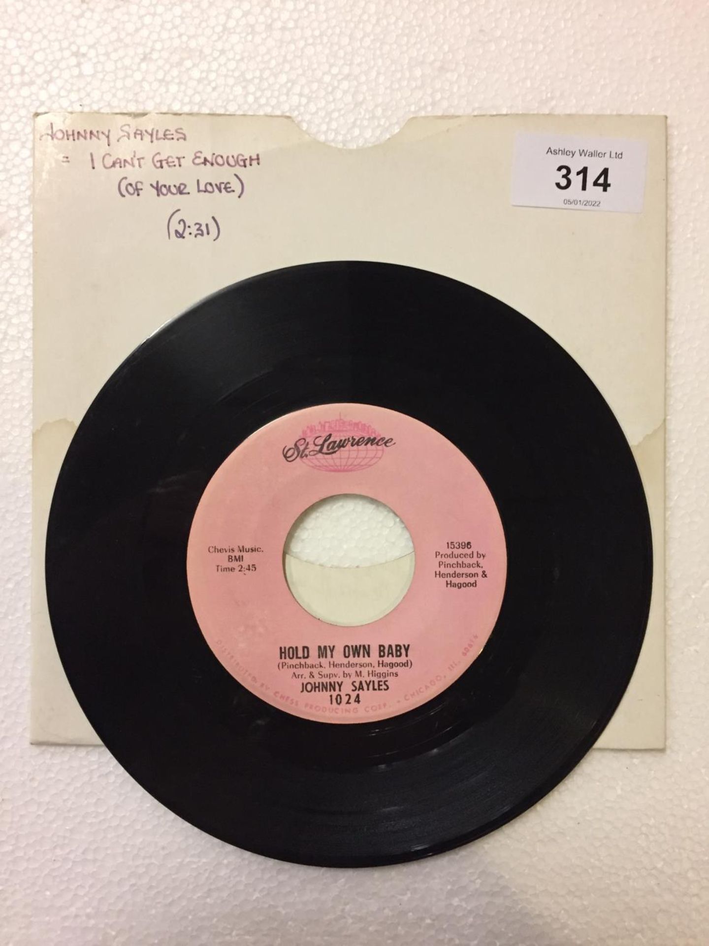 A 1967 US RELEASE 7 INCH VINYL FUNK / SOUL RECORD 'I CAN'T GET ENOUGH' BY JOHNNY SAYLES. LABEL: - Image 2 of 2