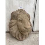 A LARGE RECONSTITUTED STONE LION WALL PLAQUE