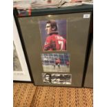 A FRAMED MONTAGE DEPICTING ERIC CANTONA PLAYING FOR MANCHESTER UNITED WHICH IS SIGNED BY CANTONA