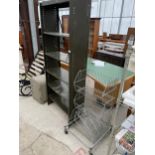 A METAL SHELVING UNIT AND A FURTHER THREE TIER METAL STORAGE RACK