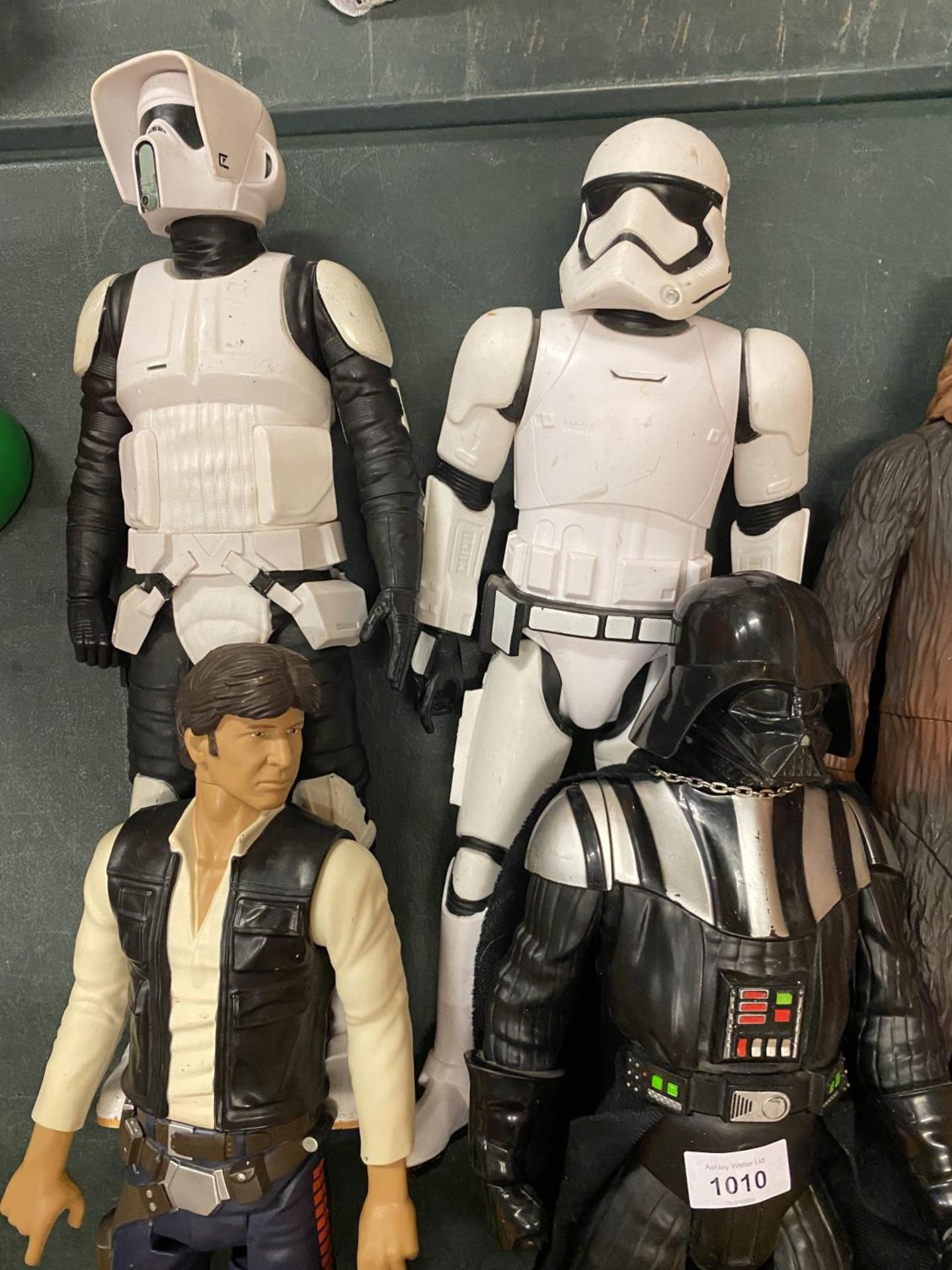 FIVE LARGE STAR WARS FIGURES TO INCLUDE, DARTH VADER, CHEWBACCA, STORM TROOPERS, ETC - Image 3 of 3