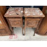 A PAIR OF VICTORIAN CONTINENTAL BEDSIDE LOCKERS (1 A/F)