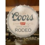 A COORS BEER TIN BOTTLE TOP SIGN