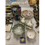 AN AMOUNT OF ORIENTAL POTTERY TO INCLUDE NORITAKE ETC, BOWLS, PLATES, TRINKET BOXES AND A VASE