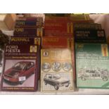 A BOX OF HAYES AND OTHER CAR MANUALS TO INCLUDE, FORD ESCORT '75 TO '80, AUSTIN A35 AND A40,