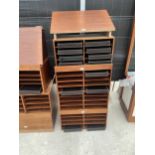 AN ASSORTMENT OF WOODEN SHOP DISPLAY UNITS WITH PULL OUT TRAYS