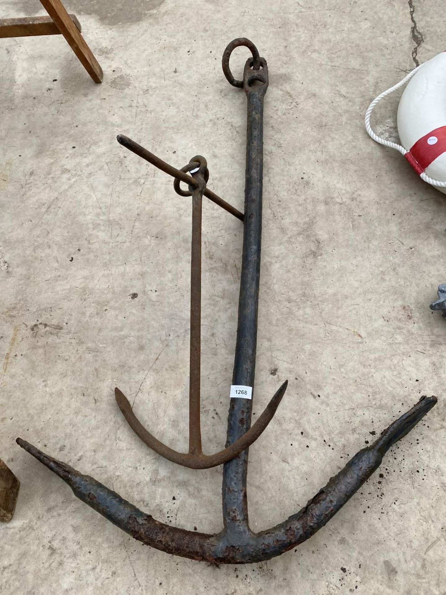 TWO VINTAGE METAL SHIPS ANCHORS
