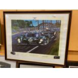 A FRAMED LIMITED EDITION PRINT 299/750 OF A BENTLEY INVINCIBLE - LE MANS 2003 BELIEVED TO BE