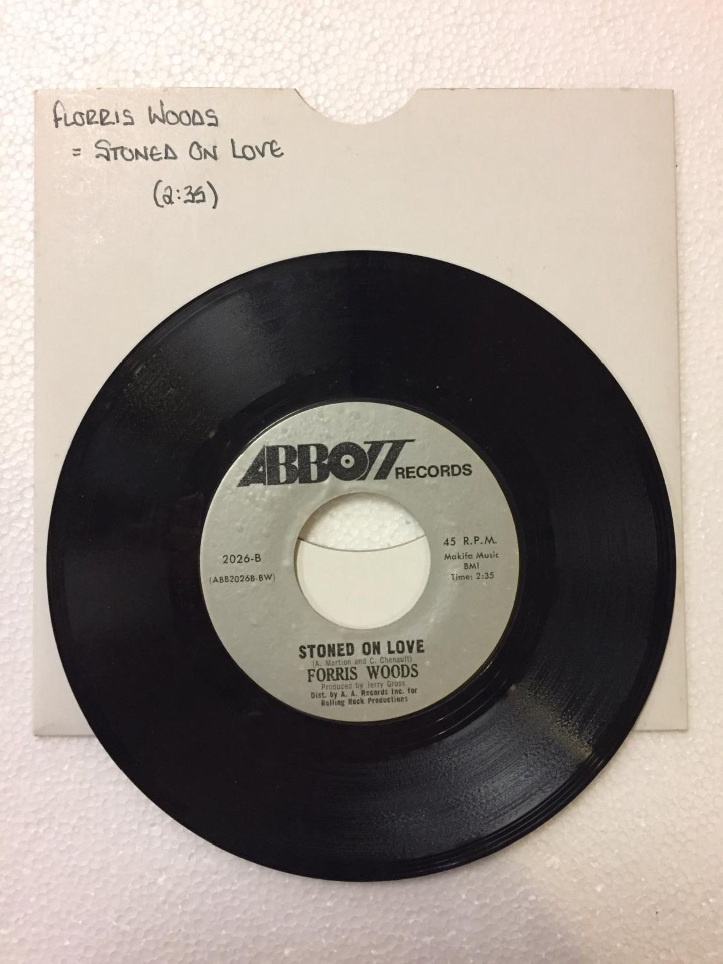 A US 1971 7 INCH VINYL FUNK / SOUL RECORD 'FIRE AND RAIN' AND B-SIDE 'STONED ON LOVE' BY FORRIS