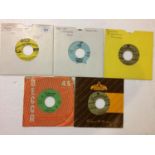 FIVE 7 INCH VINYL FUNK / SOUL RECORDS, TWO BEING PROMOTIONAL COPIES TO INCLUDE: LOU ROBERTS, BOBBI