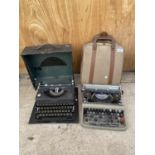 TWO VINTAGE CASED TYPEWRITERS TO INCLUDE AN OLIVETTI AND AN IMPERIAL