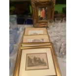 FIVE GILT FRAMED PICTURES TO INCLUDE A BOY IN A RED COSTUME, CHATSWORTH DERBYSHIRE, LIMITED EDITION,