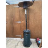 A LARGE PATIO HEATER WITH GAS BIOTTLE, BELIEVED IN WORKING ORDER BUT NO WARRANTY