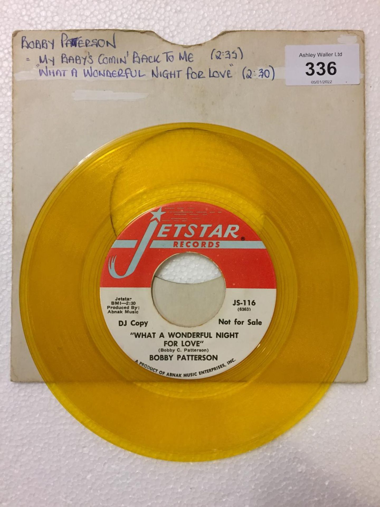 A US 1969 DJ COPY 7 INCH YELLOW VINYL FUNK / SOUL RECORD 'MY BABY'S COMIN' BACK TO ME' AND B-SIDE ' - Image 2 of 2