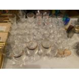 A QUANTITY OF GLASSES TO INCLUDE, WINE, SHERRY, ETC