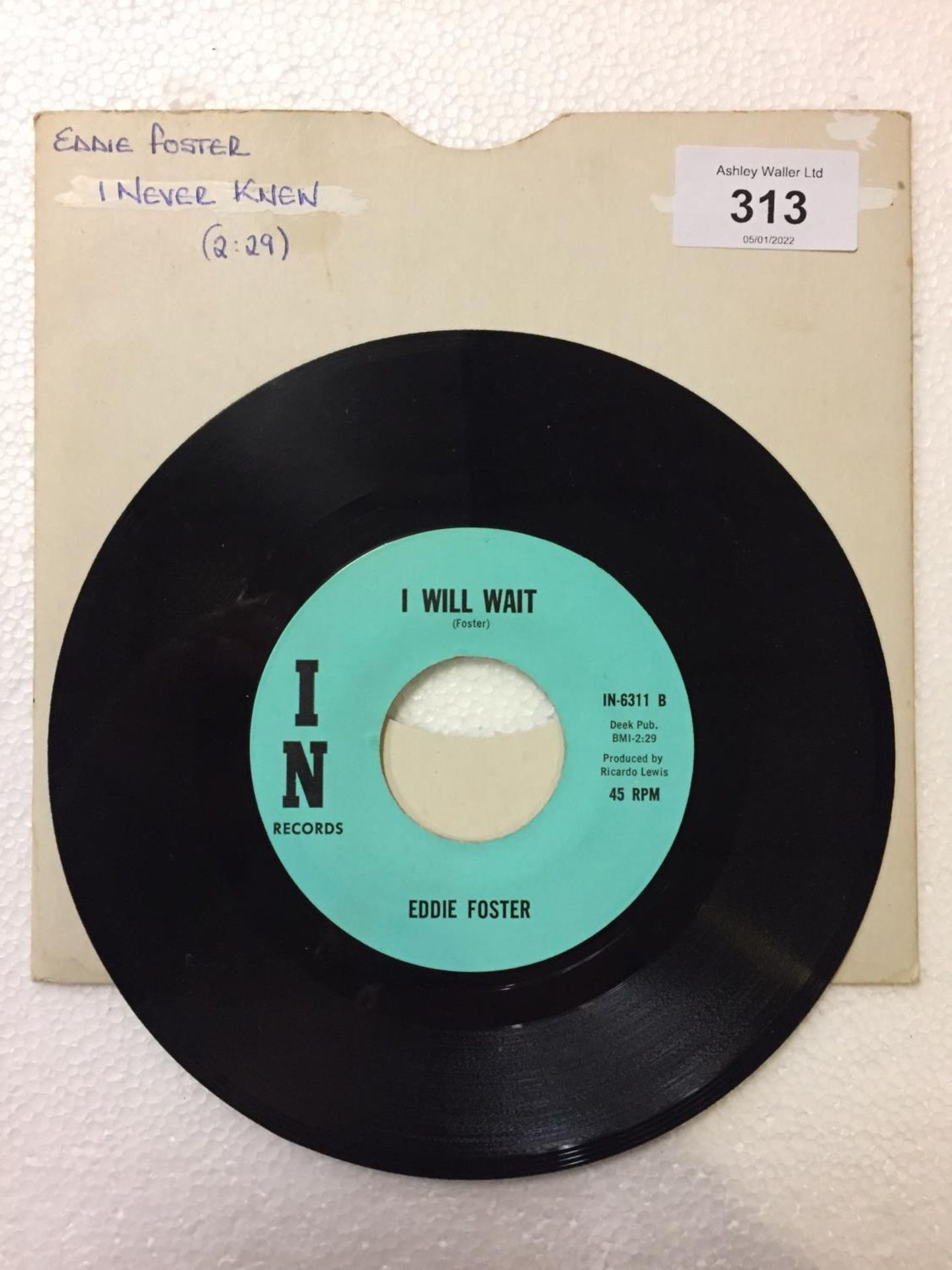 A US 7 INCH VINYL FUNK / SOUL RECORD 'I NEVER KNEW' BY EDDIE FOSTER LABEL: IN-6311 - Image 2 of 2